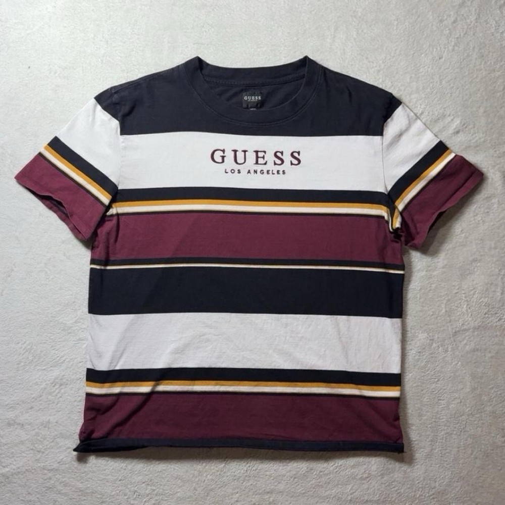 Guess Originals Tee T-Shirt Men's Large Embroidered Striped Y2K 90s Vintage