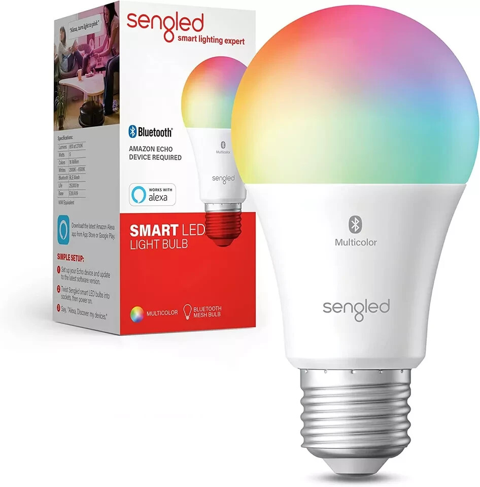 Sengled Smart Bluetooth Mesh Dimmable LED A19 Light Bulb for Alexa Items (Color)