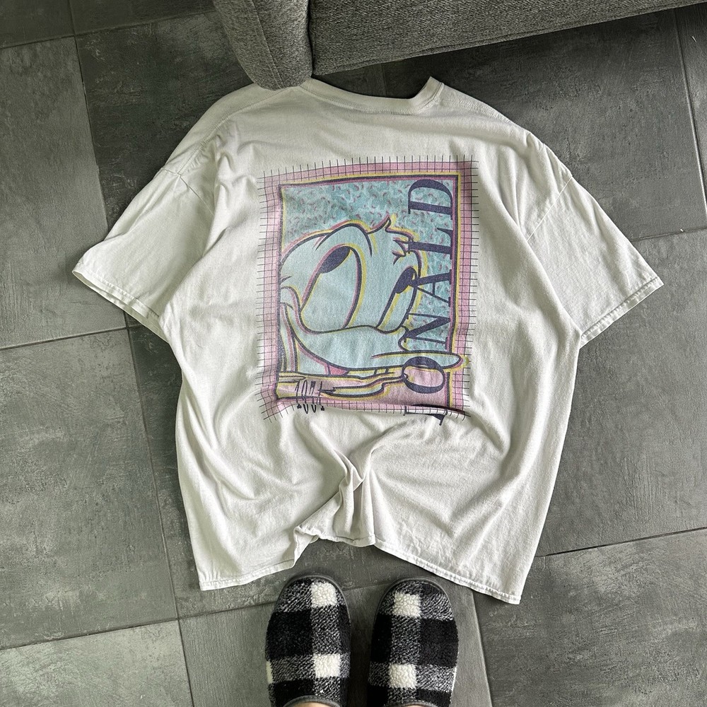 Vintage Y2K Donald Disney World Cartoon Joke T-Shirt 00s USA Japan Style Retro Used