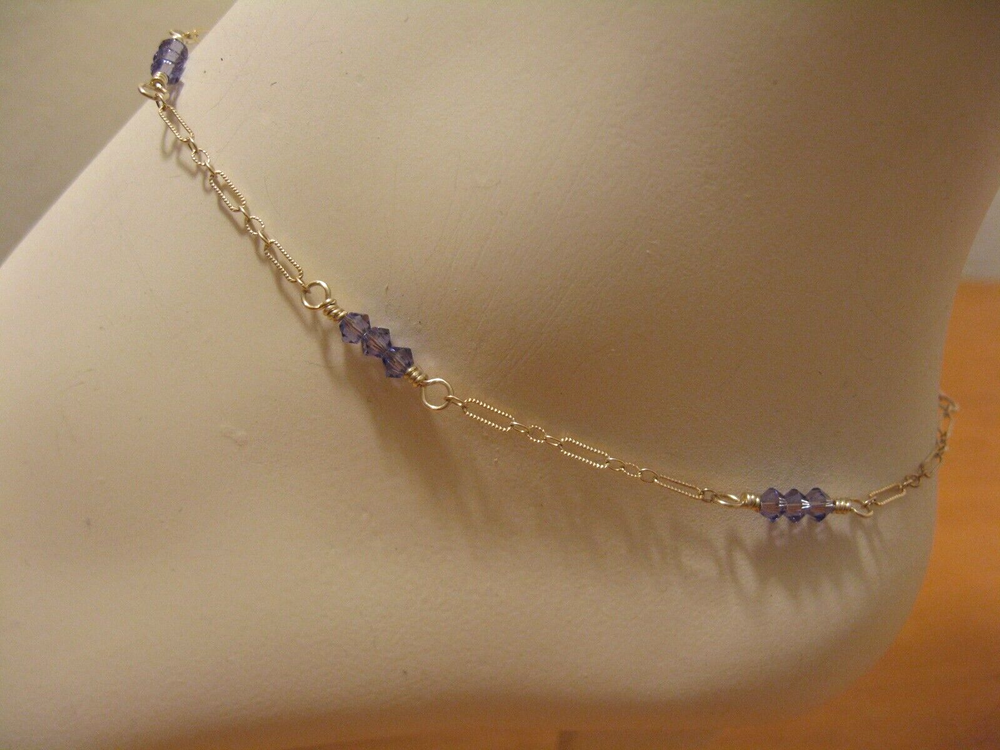 Swarovski Tanzanite Purple Crystal Anklet in Shiny Silver Stunning Color