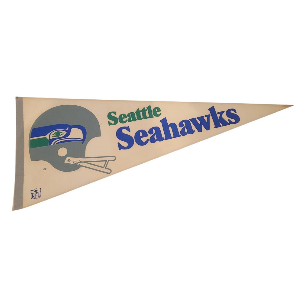 Vintage 1970's Seatle Seahawks Old Full Size Pennant Flag