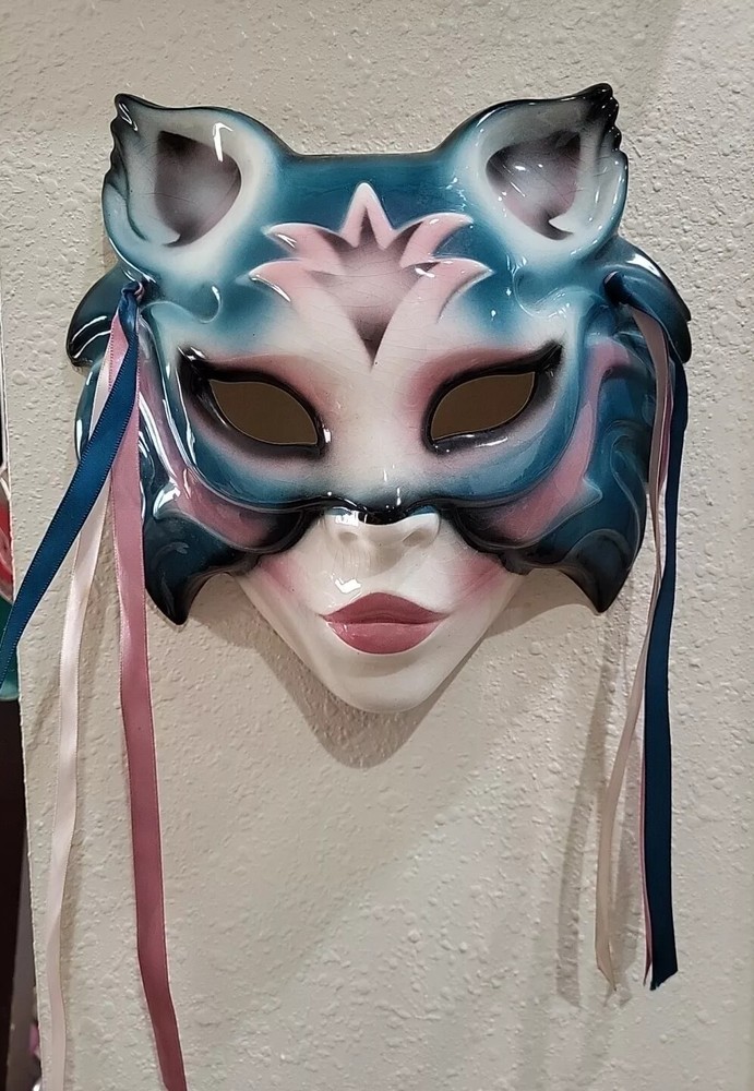 ABOUT FACE CATALINA Clay Ceramic Art Fantasy Mardi Gras Decorative Mask VINTAGE-image