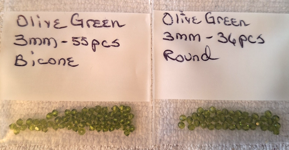 Swarovski 3mm Olive Green Crystals Lot of 91 Pieces New Last One