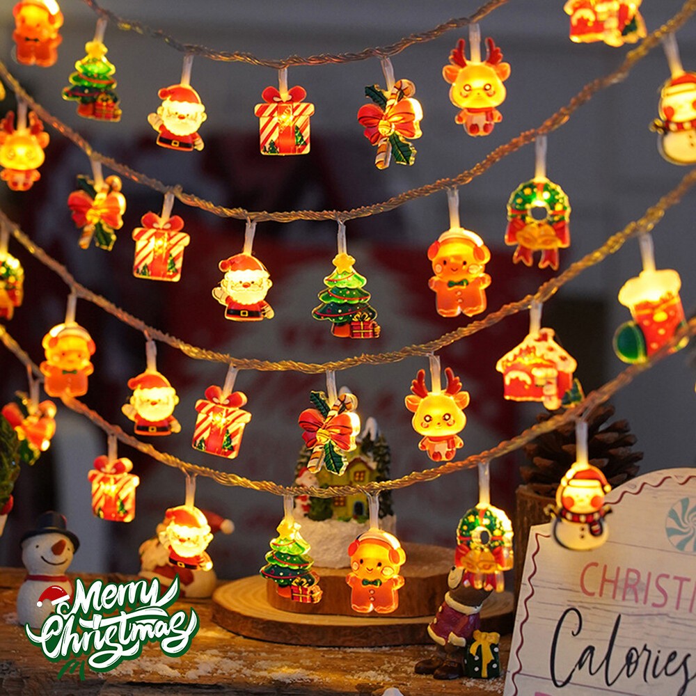 3M 20 LED Christmas Light String Santa Claus Snowman Garland Home Tree Decor