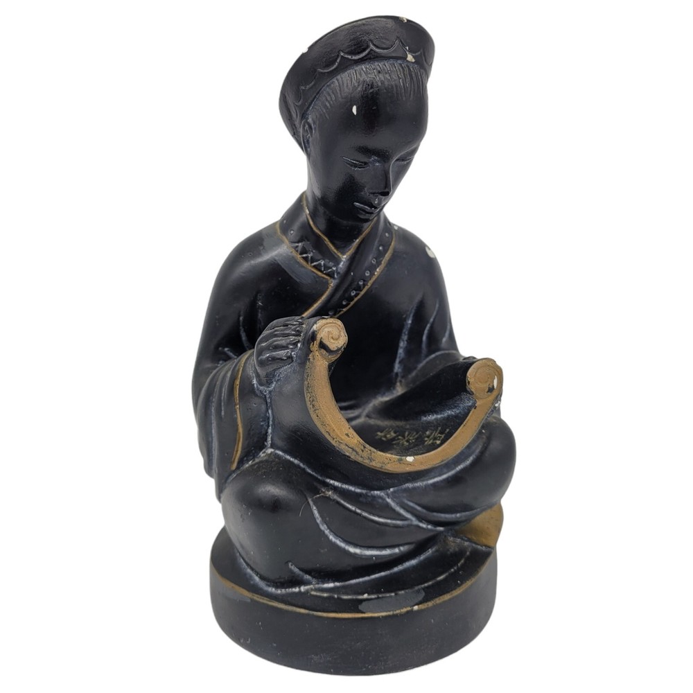 Mid Century Alexander Backer ABCO Ceramic Figurine Asian Man Reading Scroll-image
