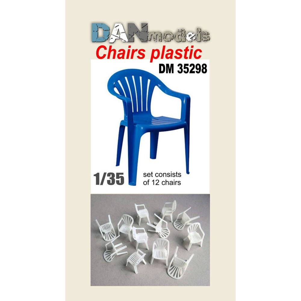 Dan Models 35298 Scale 1:35 Material for Dioramas. Plastic chairs. Set of 12 pcs