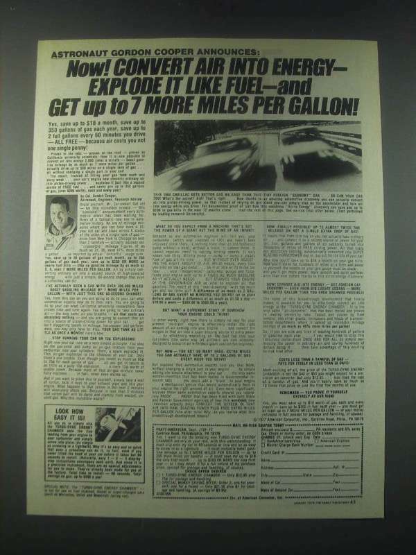 1978 Pratt-American Turbo-Dyne Energy Chamber Ad - Gordon Cooper