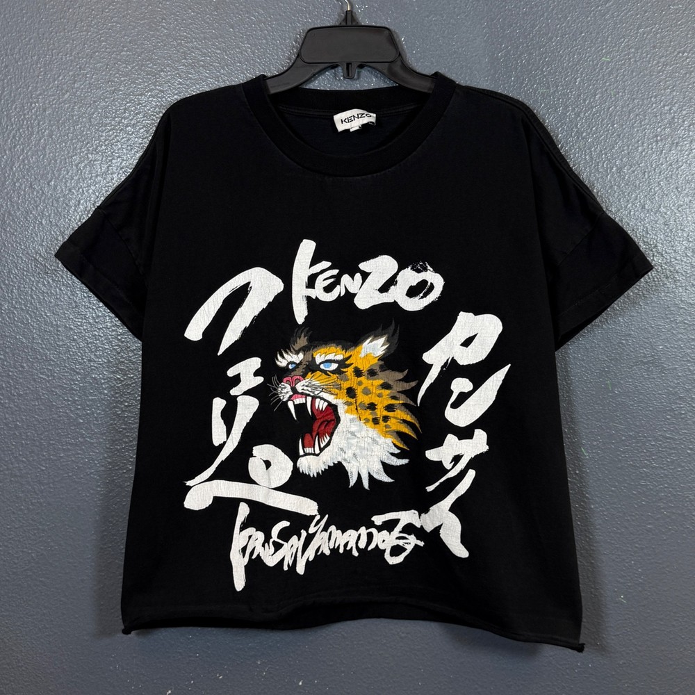 Kenzo x Kansai Yamamoto XL women’s tiger print black cropped custom t-shirt