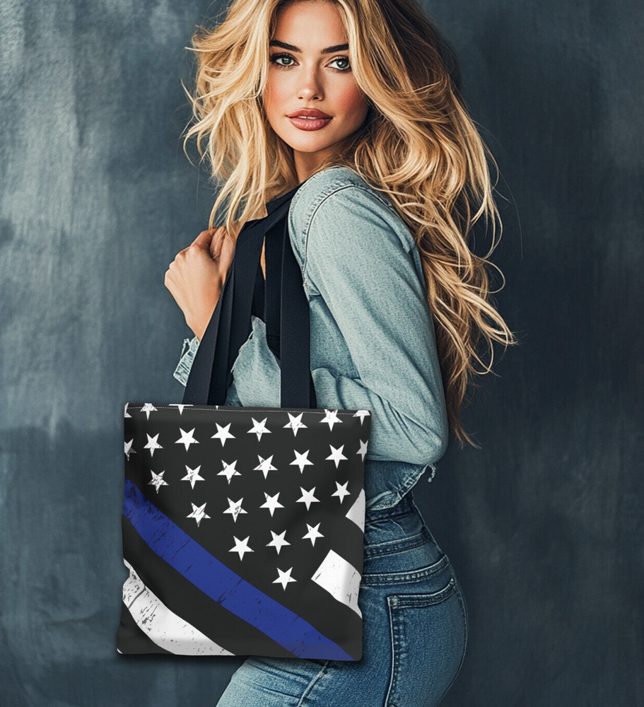 Thin Blue Line Tote Bag #3, Police Gift, Back the Blue, Law Enforcement Bag