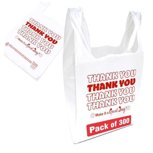 300ct White Thank You Gift Bags Bulk Pack