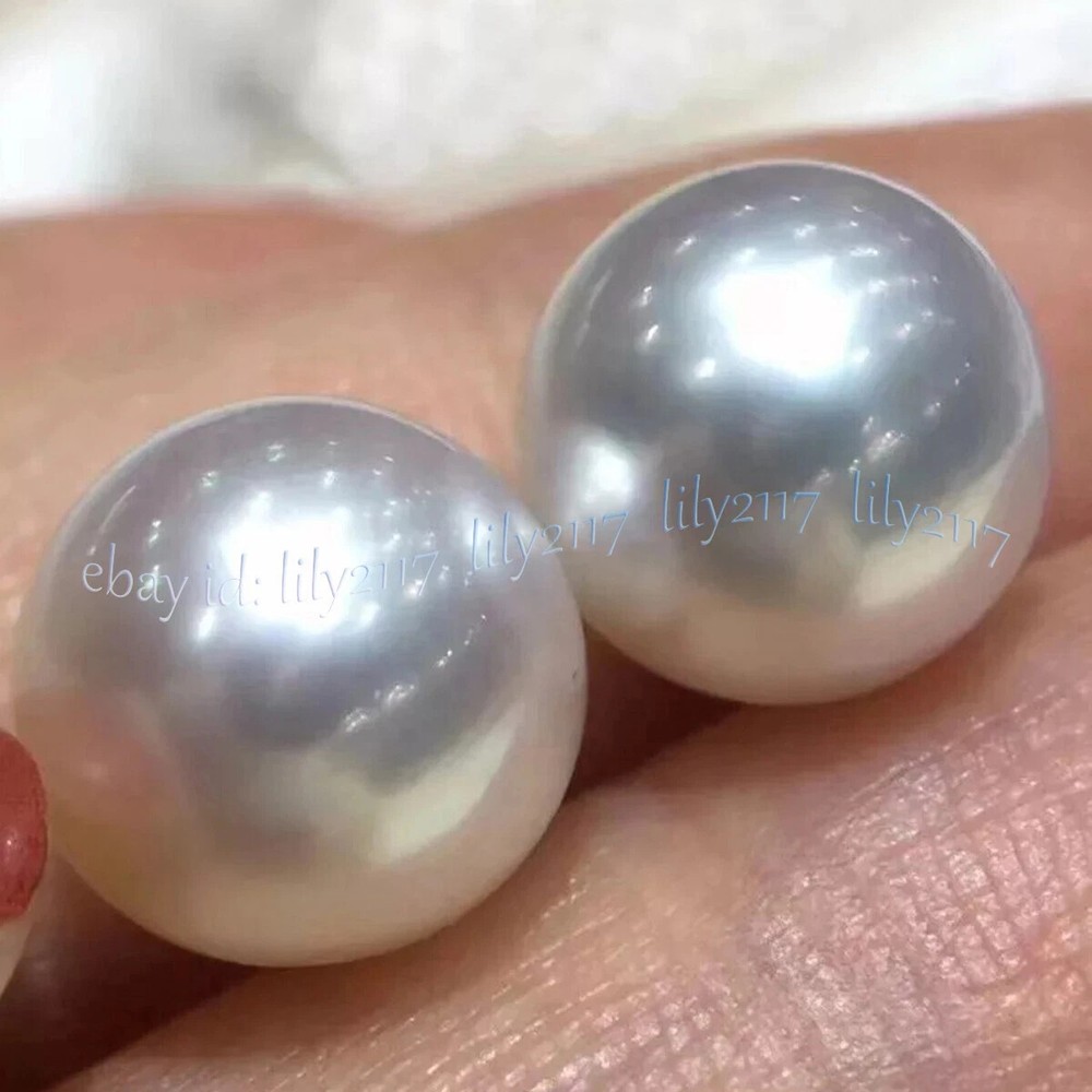 12-13mm Natural South Sea White Pearl Stud Earrings in 14k White Gold-image