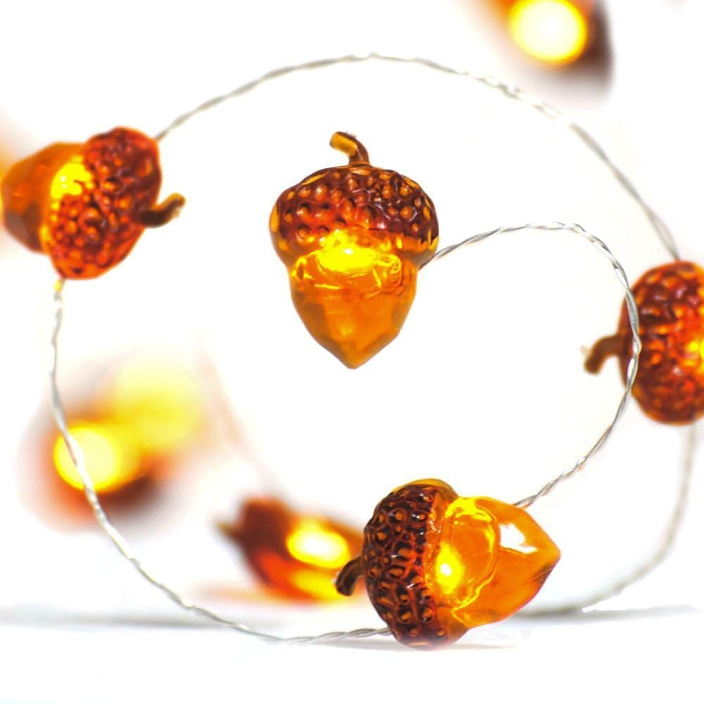 Thanksgiving Decorations Acorn Lights String 10Ft 40 Leds Fairy String Lights Ba