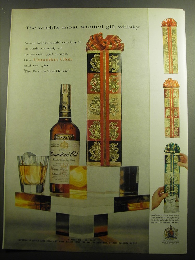 1958 Canadian Club Whisky Ad - The world's most wanted gift whisky-image