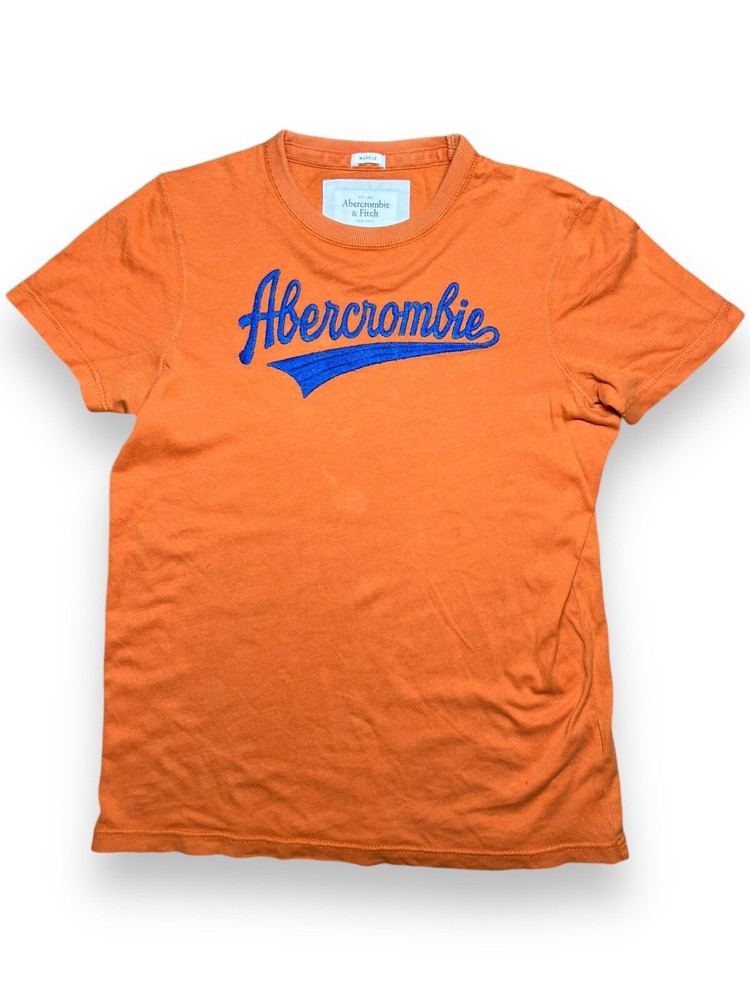 Abercrombie & Fitch T Shirt Mens M Orange Graphic Embroidered Short Sleeve-image