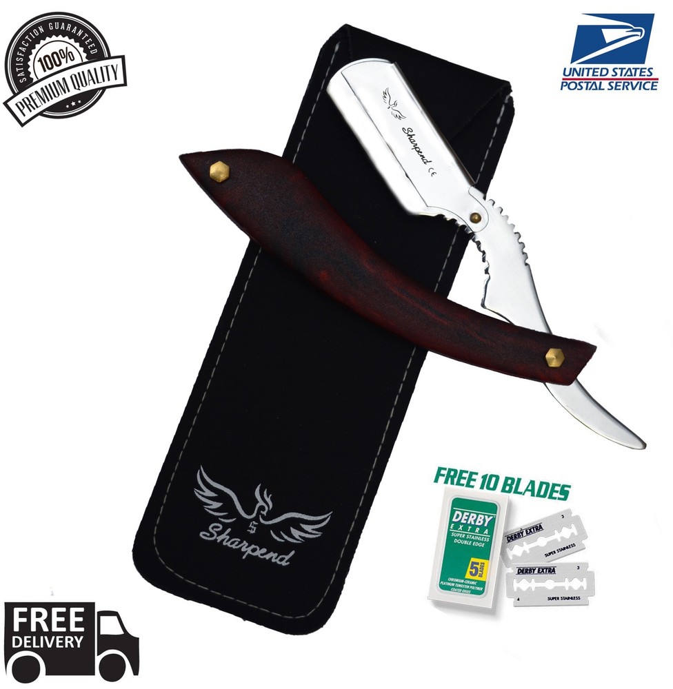 BARBER SALON 1 PCS CUT THROAT SHAVETTE STRAIGHT SHAVING RAZORS + RASOI 10 BLADES