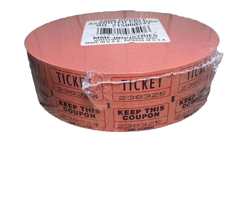 Raffle Tickets 2000 Double Stub Light Pink Ticket Roll Brand New! USA