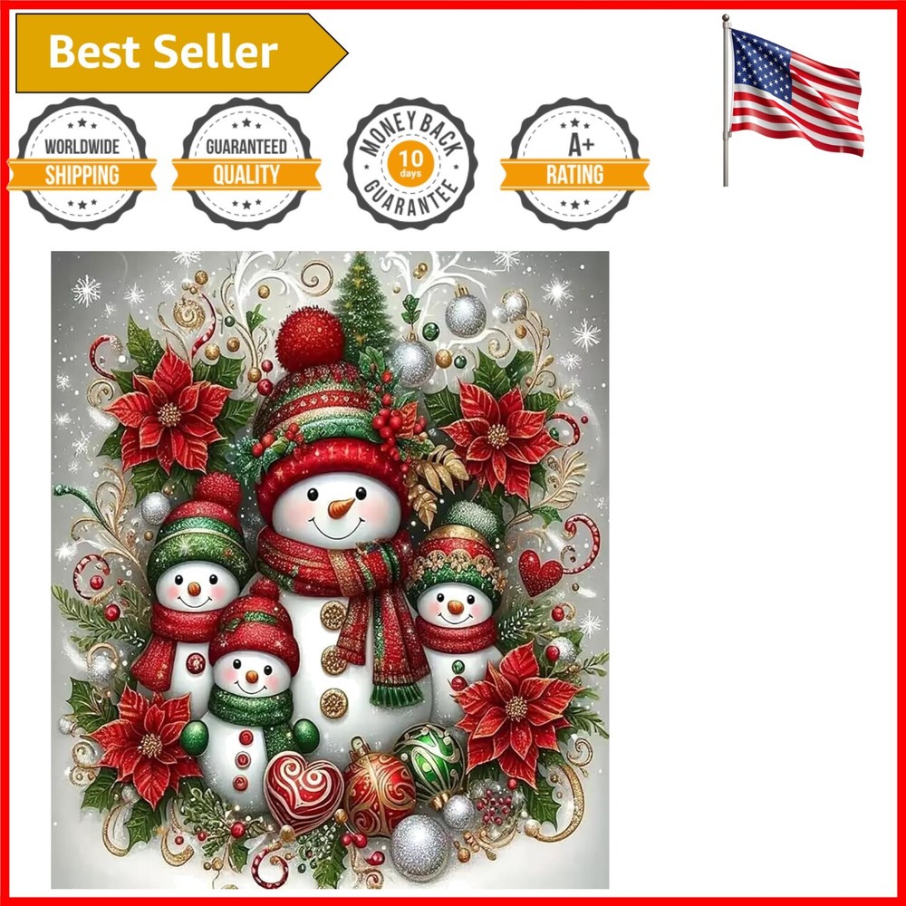 Beginner-Friendly 5D DIY Diamond Painting Kit - Snowman Family Design 12x12