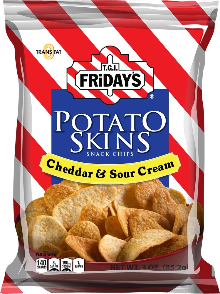 TGI Fridays Cheddar Sour Cream Potato Skins Snack Chips 3oz 6-Pack