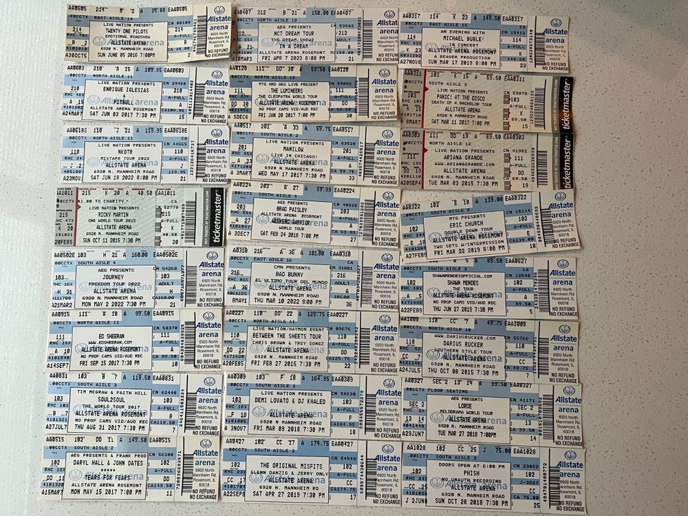 CONCERT TICKET STUB LOT (24) - Bad Bunny. Misfits, Phish, Journey)