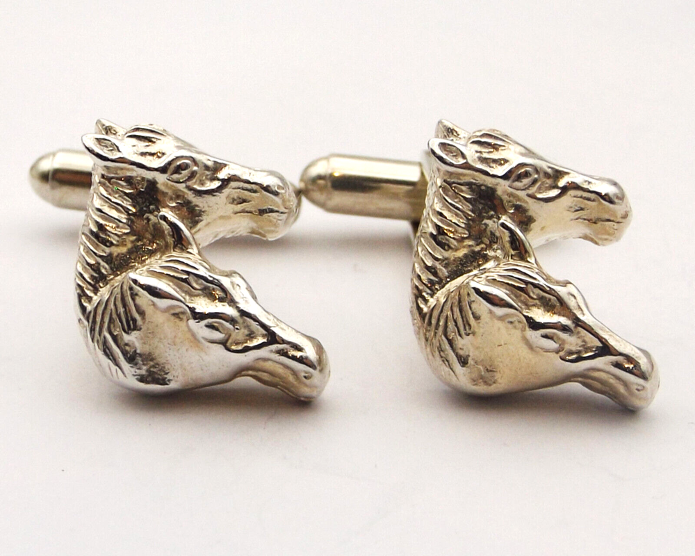 Sterling silver cufflinks stunning  design of two horse heads on each cufflink