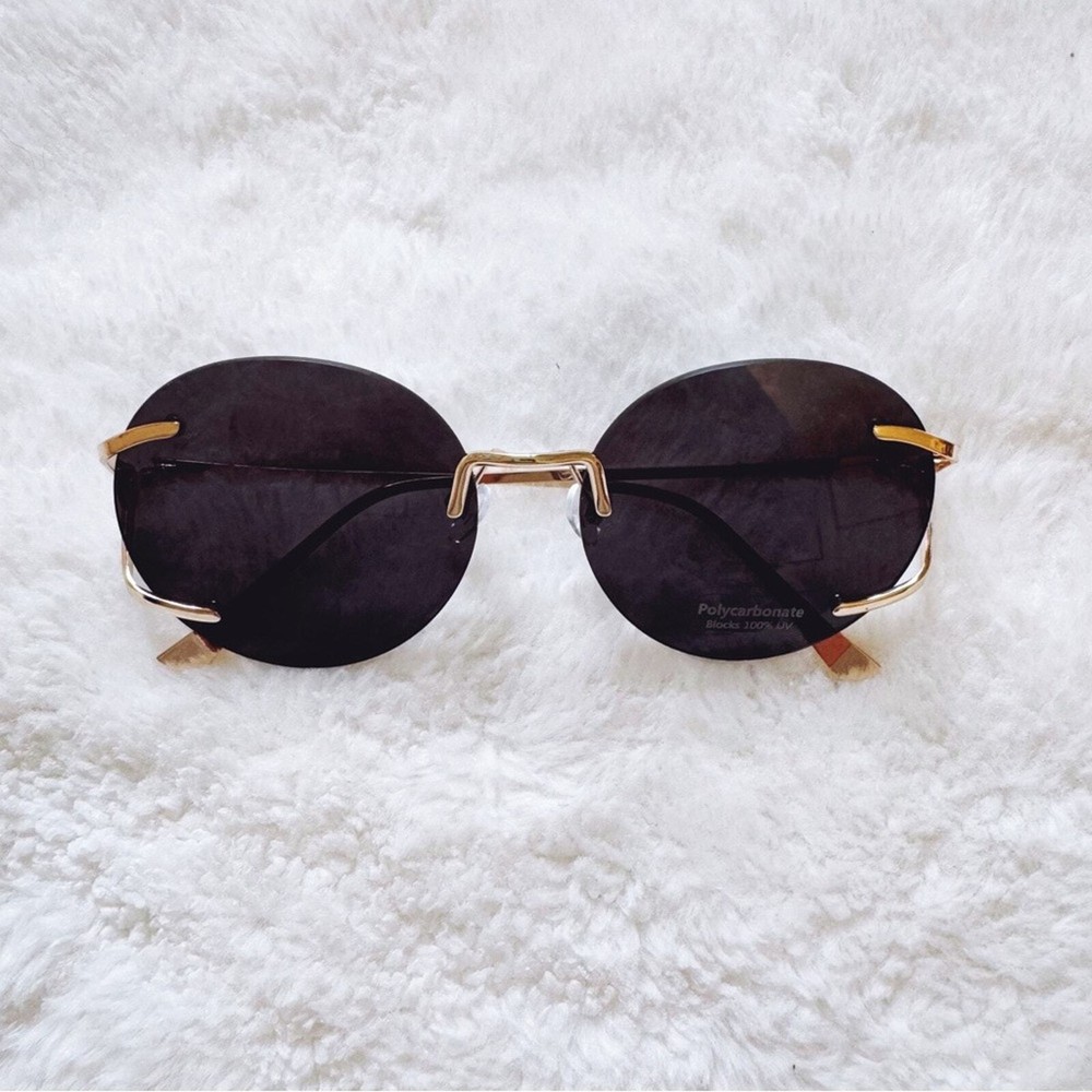 Ruth Black Round Metal Sunglasses