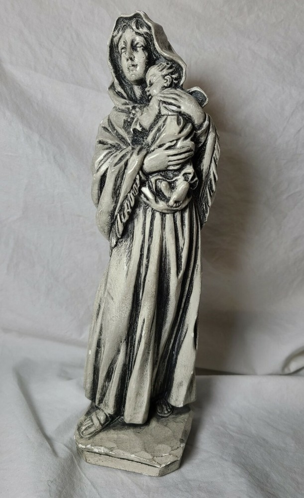 Vintage Abbey Press ST. MEINRAD Mary Baby statue RELIGIOUS Chalkware figure-image