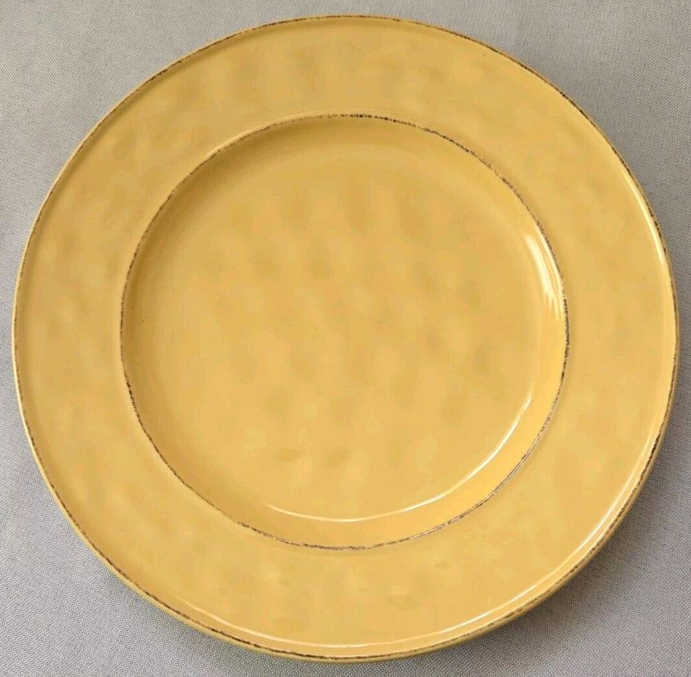 SET OF 4 PIER 1 MARTILLO MANGO YELLOW ROUND SALAD PLATES 8 1/2
