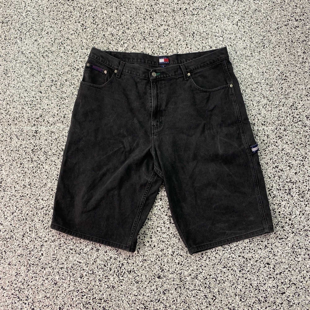 Vintage Tommy Hilfiger Hemmed Shorts 40/32 Black Carpenter Vintage 2003 Y2K