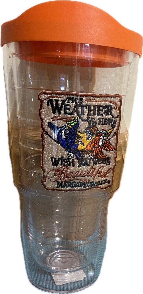 New Tervis 24 oz Margaritaville Orange Lid Travel Tumbler Cup