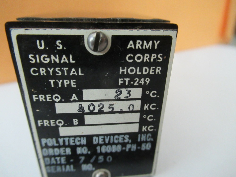 U.S. Army Signal Corps Resonator Quartz Crystal Frequency Control AS PIC F2-A223