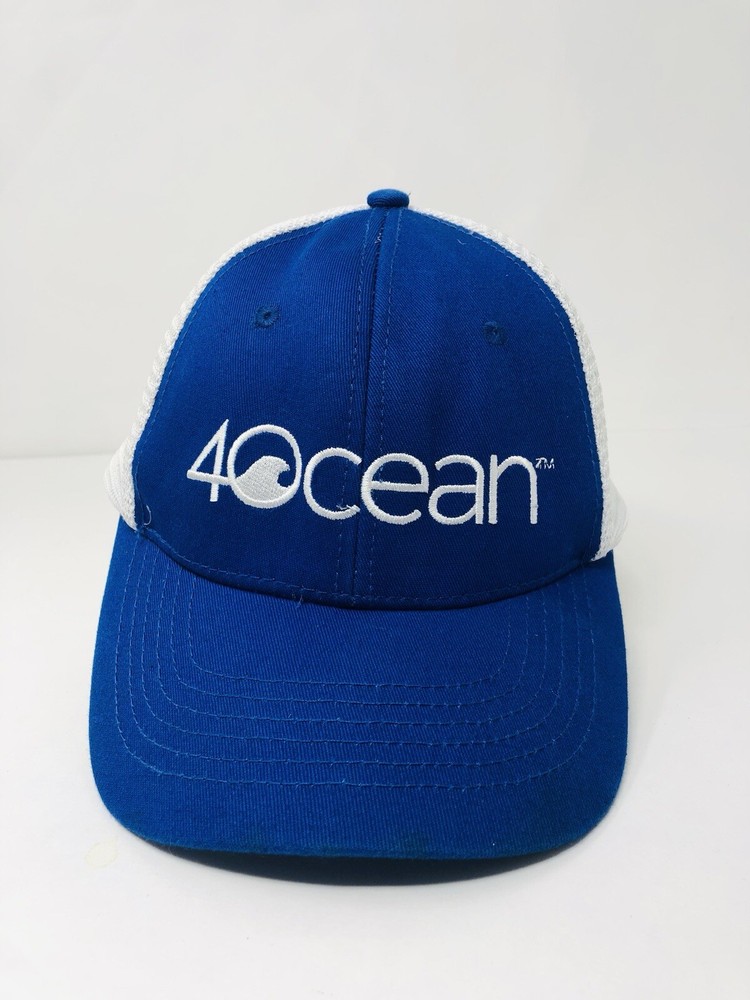 4Ocean Hat Mens One Size Blue Snapback Trucker Cap Mesh Back Embroidered