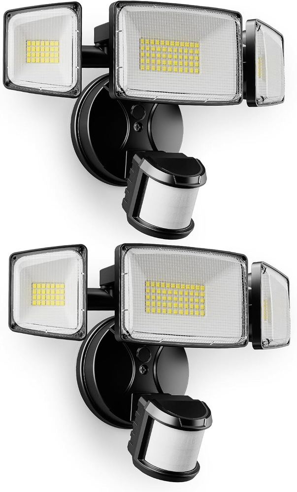 2 Pack 75W 7500LM LED Motion Sensor Outdoor Lights, Dusk to Dawn Flood Lights Ou