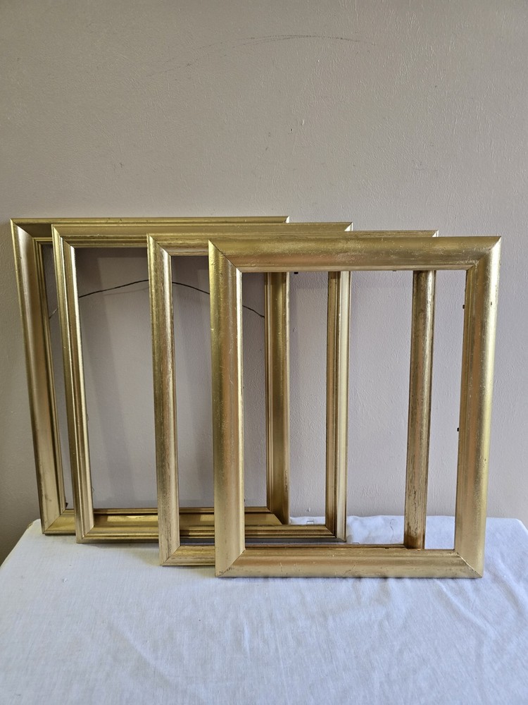 Set Of 4 VTG Ornate Retangle Gold Picture Frames Wall Art Gallery Decor