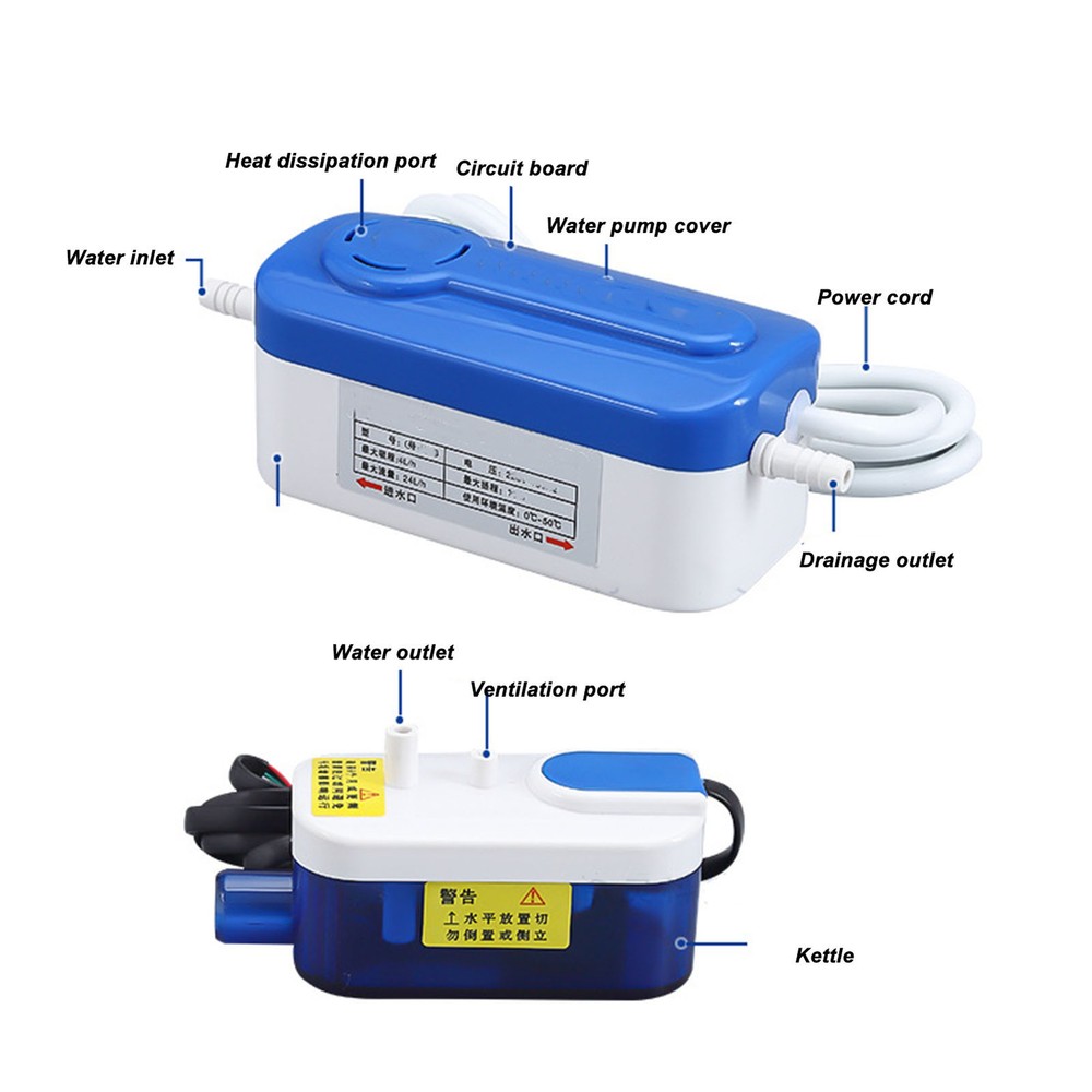 3W Mini Split HVAC Condensate Pump 40L/h 60ml AC110-240V Drainage-image