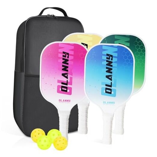 Premium Graphite Pickleball Paddles Set with Fiber Face & Polymer Core