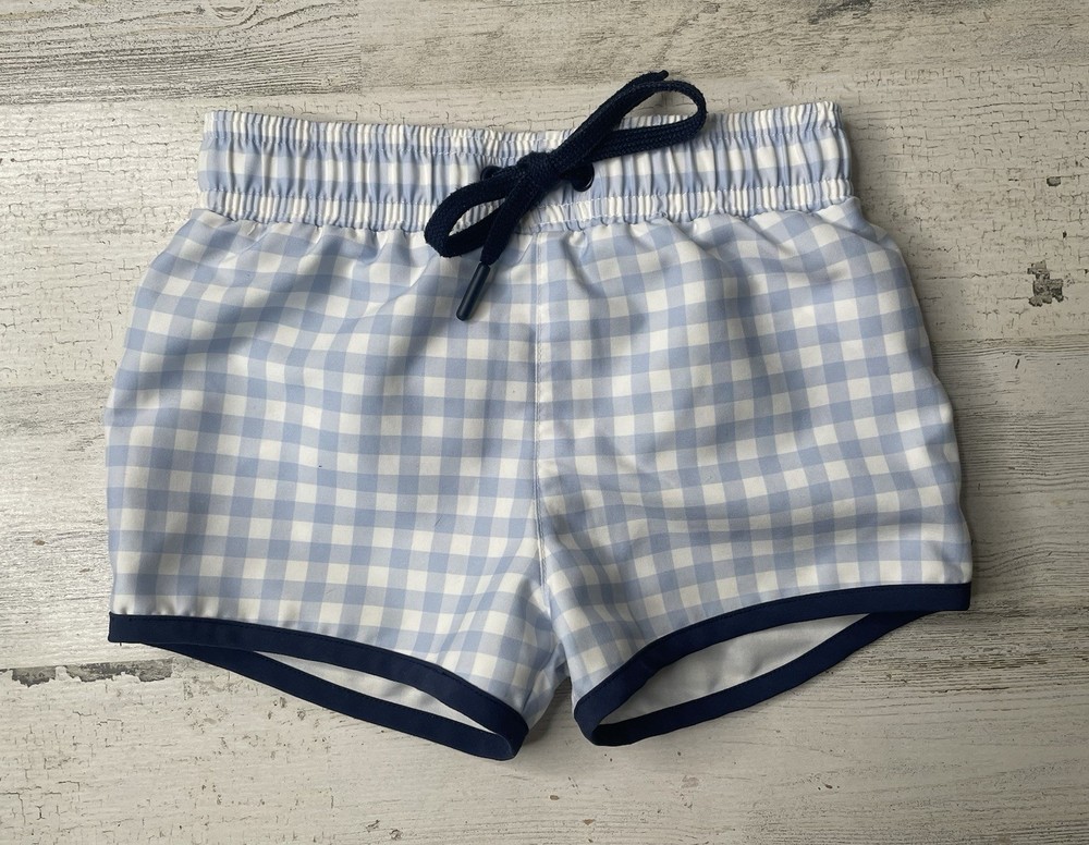 Minnow Checkered Blue Swim Trunks Shorts Toddler Boy Size: 3/4T EUC!!