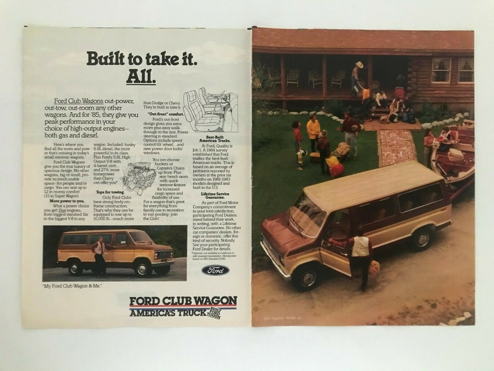 Ford Club Wagon Americas Truck Vintage 1984 Print Ad-image