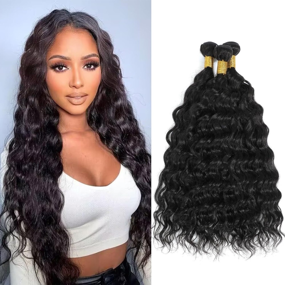 16 18 20inch 10A Water Wave Human Hair Bundles Brazilian Virgin Hair Extensions