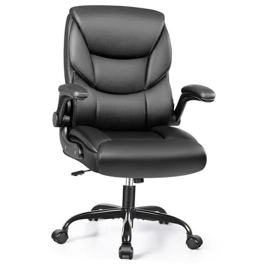 Small Black PU Leather Ergonomic Office Chair for Desk Comfort