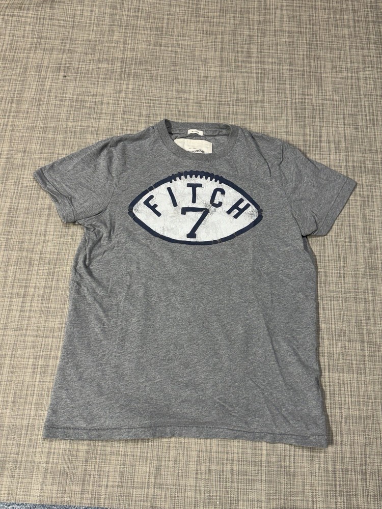 Abercrombie & Fitch Vintage Y2K Mens Grey Football T Shirt Size M-image