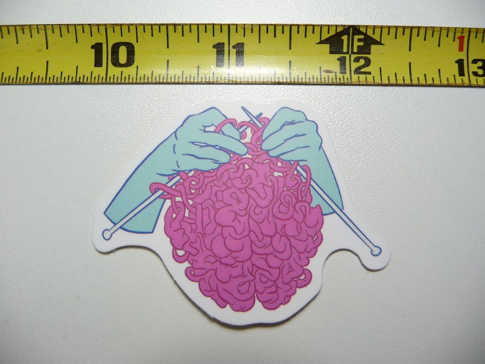KNITTING BRAIN SCIENCE DECAL STICKER SCHOOL TEACHER PROFESSOR