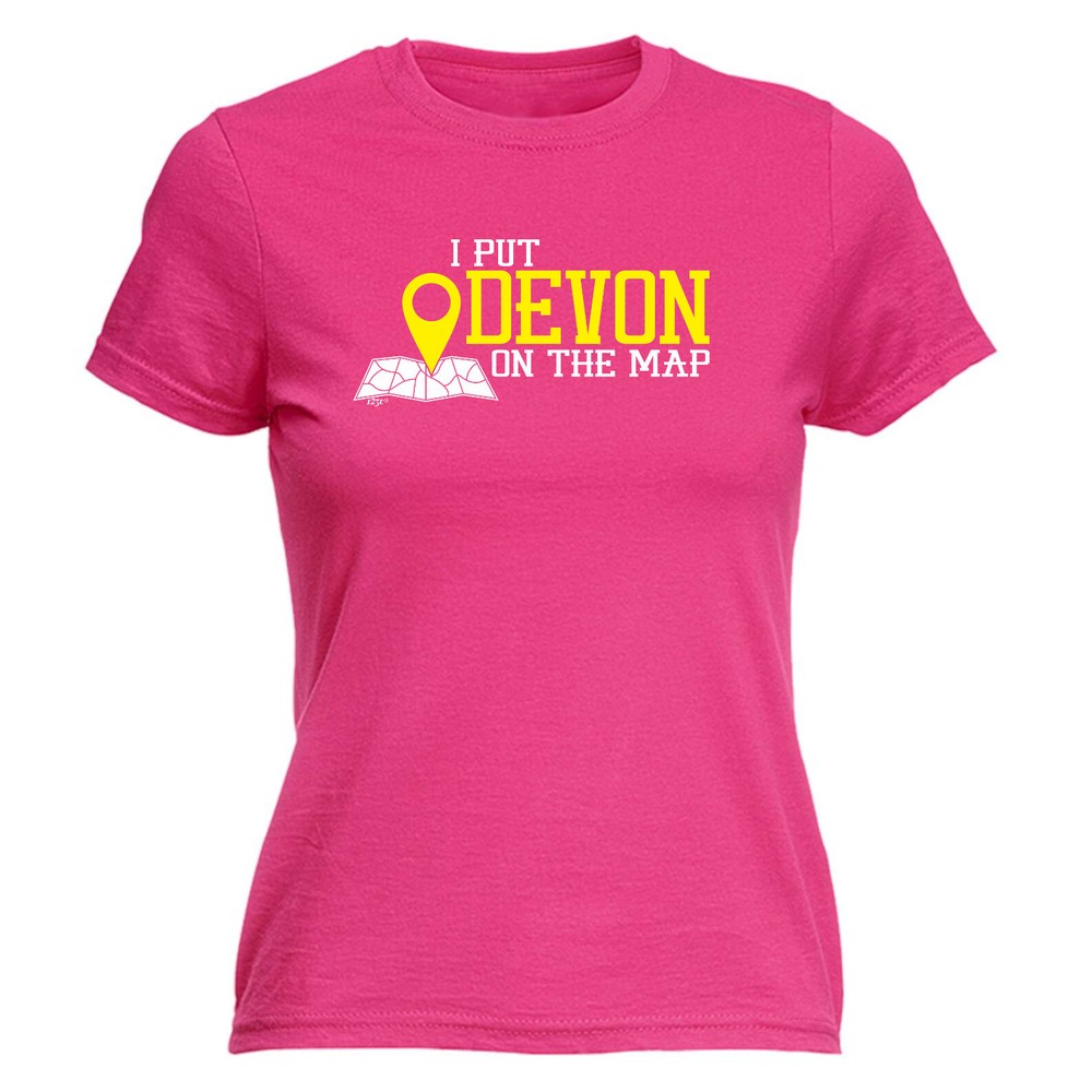 Put On The Map Devon - Womens T Shirt Funny T-Shirt Novelty gift tshirt