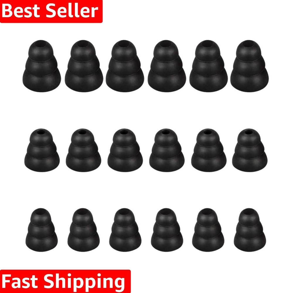 9 Pairs of Noise-Isolating Silicone Earbud Tips - Triple Flange in S/M/L Sizes