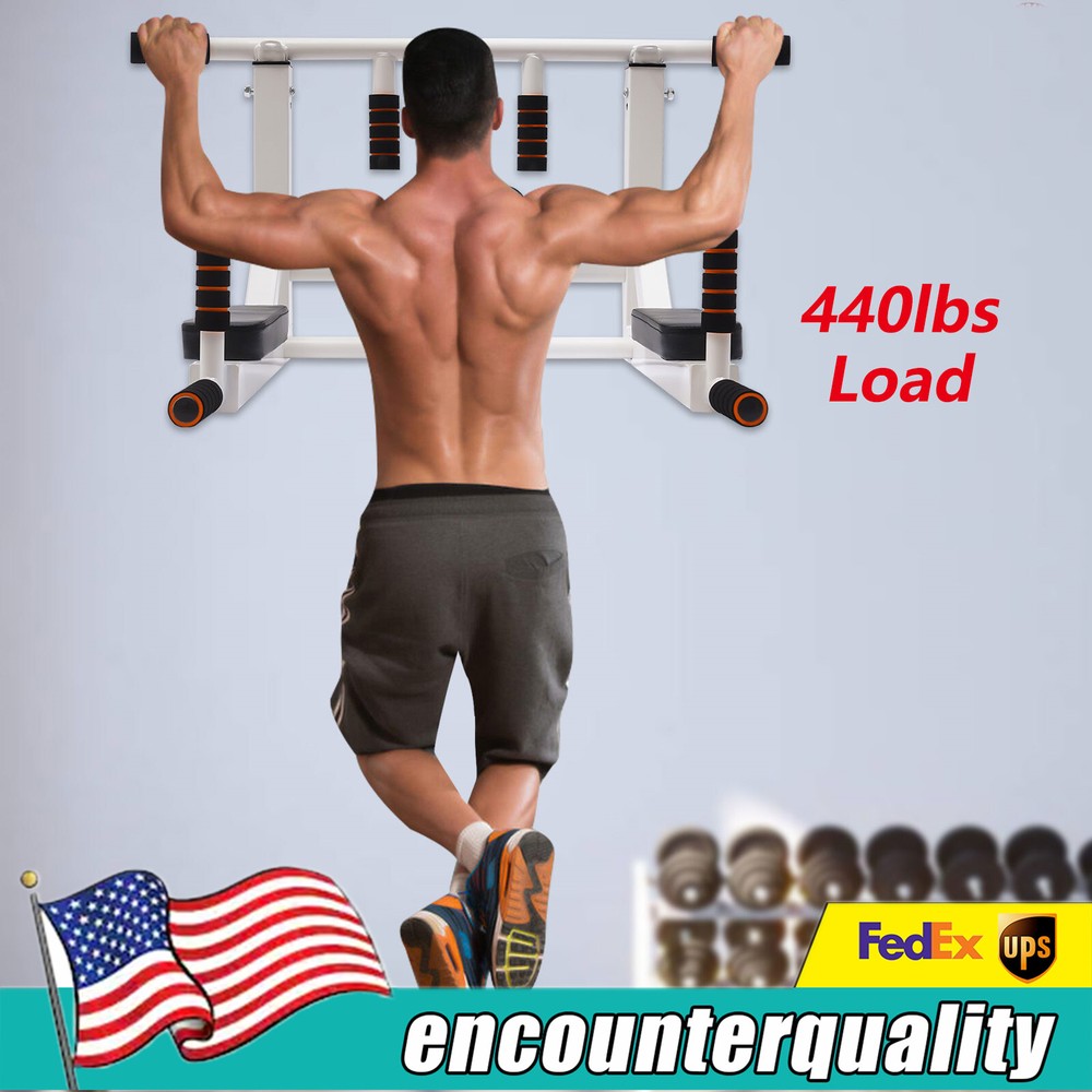 Chin Up Bar Power Pull Up Wall Mounted Home Gym Fitness Dip Station Equipment