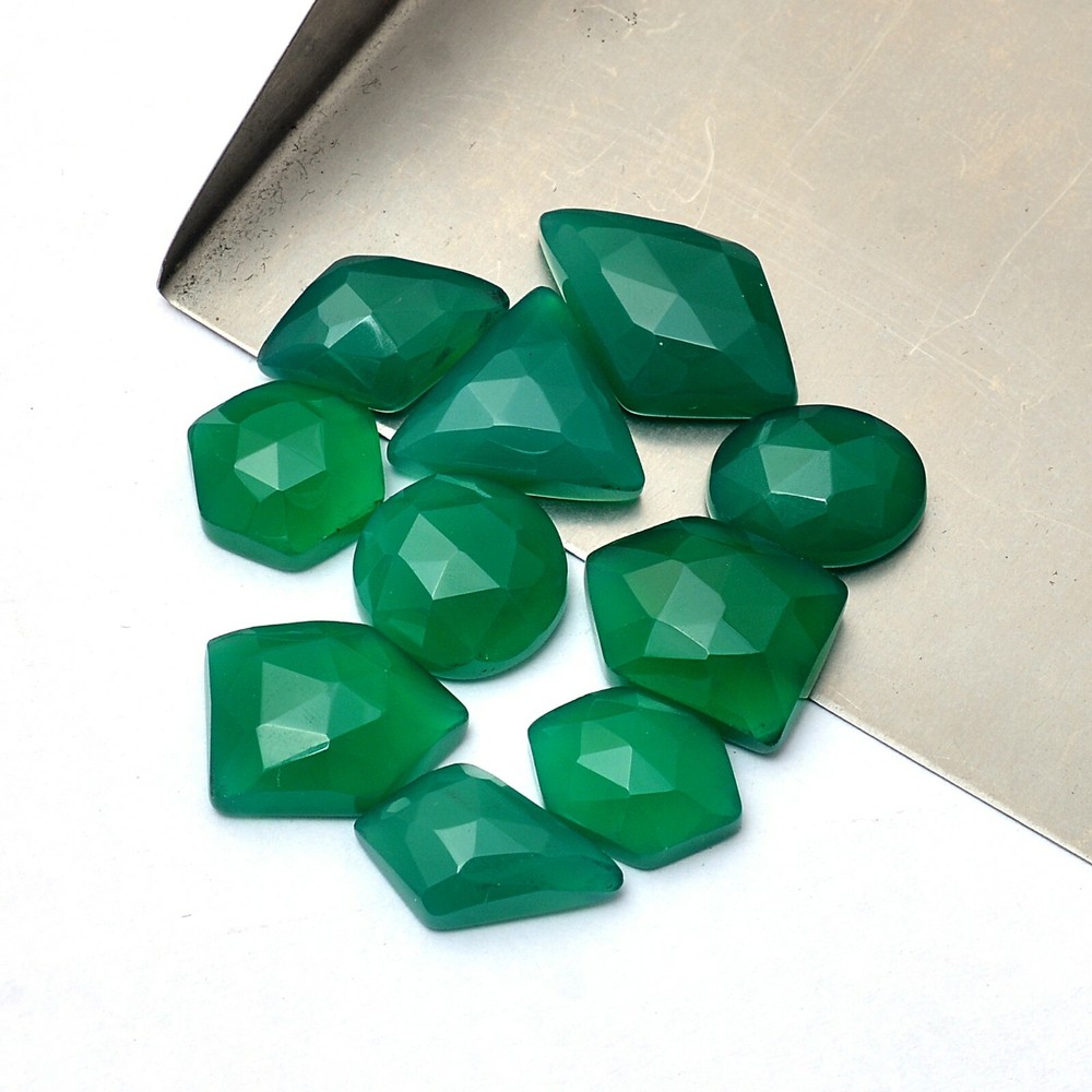 Natural Green Onyx Untreated Rose Cut Amazing Loose Gemstones 9x10mm-11x17mm