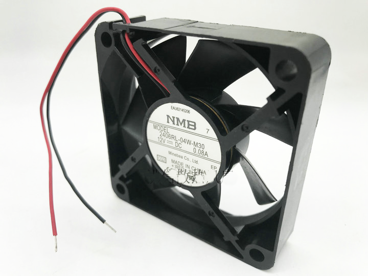 1PC  silent cooling fan 2-wire  2406RL-04W-M30 DC12V 0.08A 60*60*15MM 6015 6CM