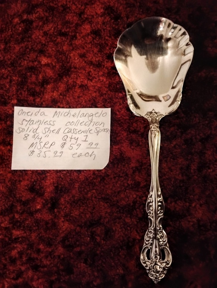 Michelangelo Stainless Collection Solid Shell Casserole Spoon