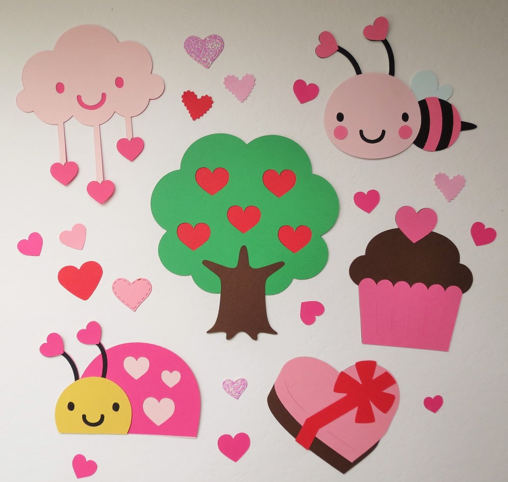 Lindos Animales San Valentín Abeja Ladybug Árbol Troquelado Papel Libro de Recortes Adorno-image