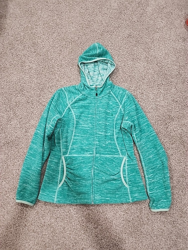 The North Face Womens M Sea Foam Green 100% Polyester Hooded Full Zip Jacket