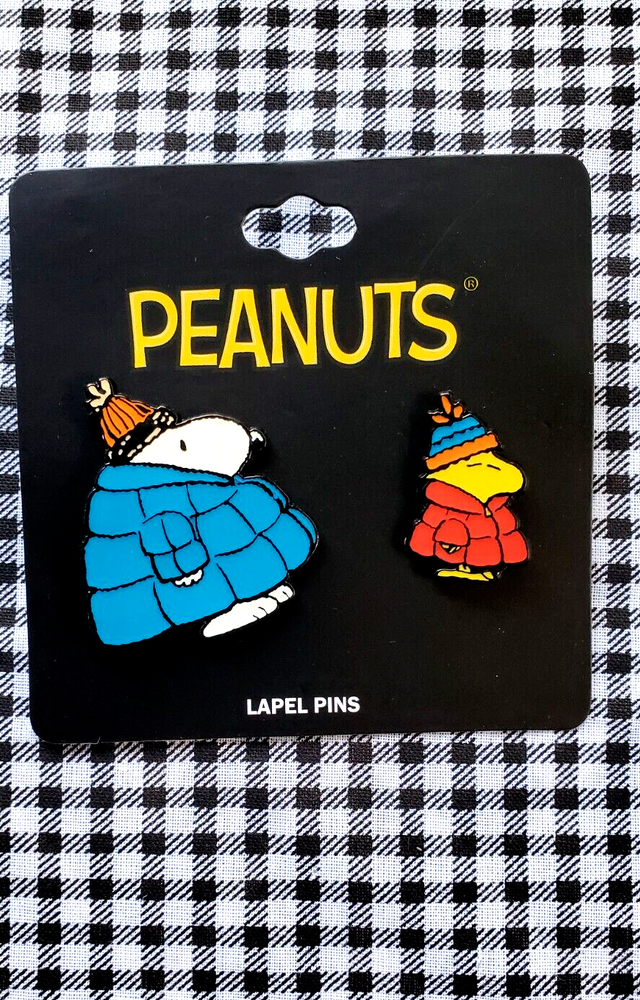 Peanuts Snoopy & Woodstock Puffer winter Jacket Enamel Pin Set NEW